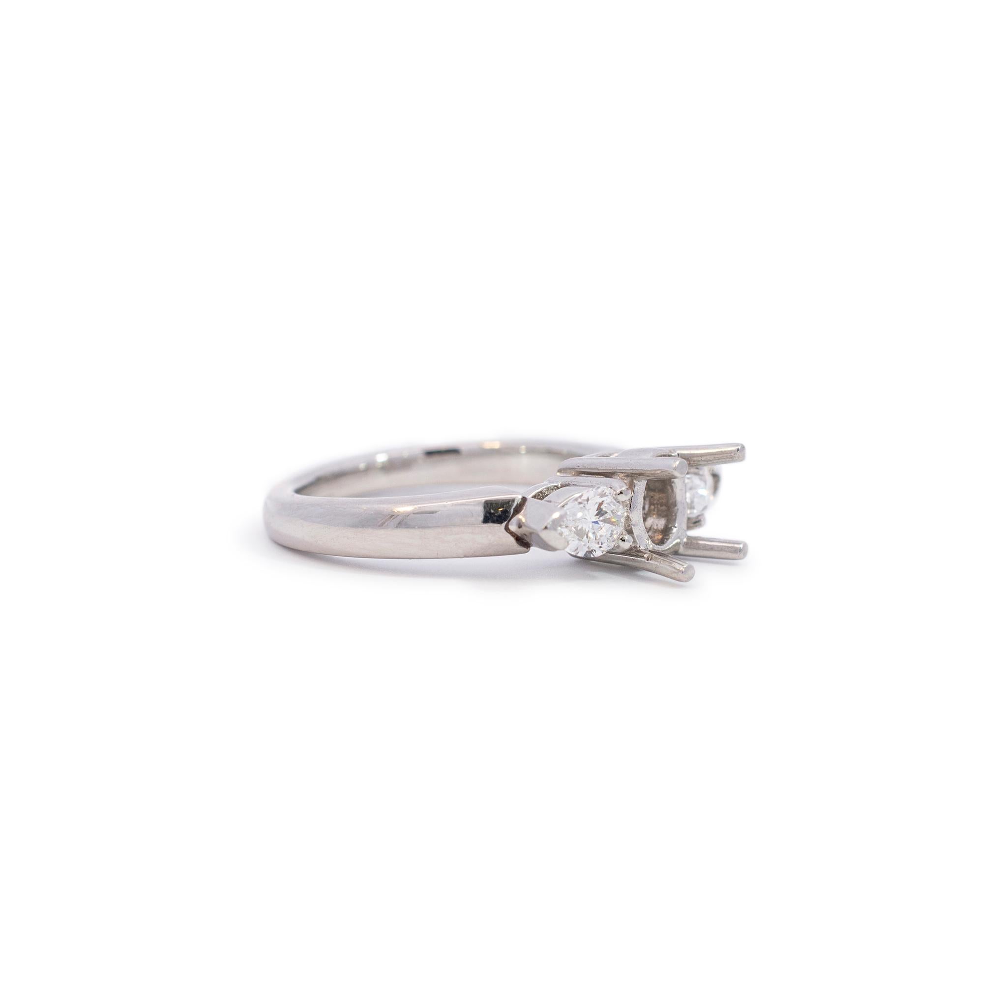 Pear Cut Platinum Three Stone Diamond Engagement Ring 0.50 ctw For Sale