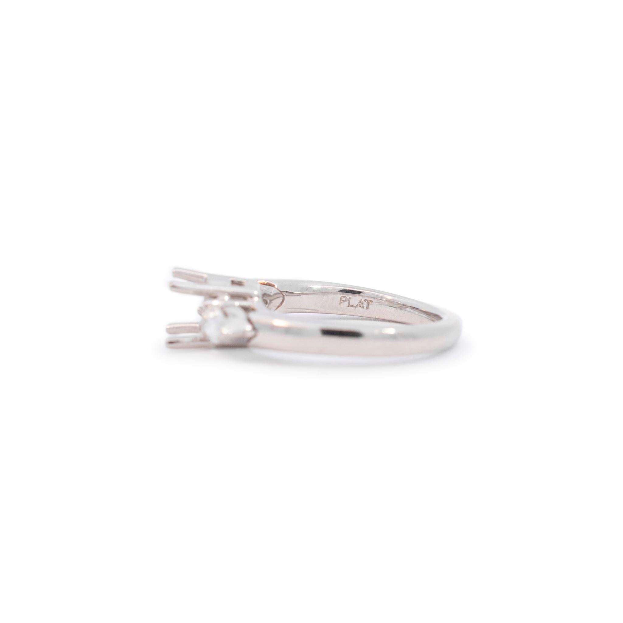 Women's Platinum Three Stone Diamond Engagement Ring 0.50 ctw For Sale