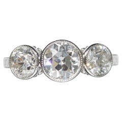 Platinum Three Stone Diamond Ring, 2.48 Carat