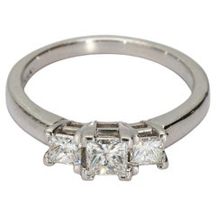 Platinum Three-Stone Ring with Princess Cut Diamond Diamonds - Size 7.75