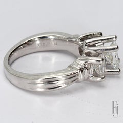 Platinum Three-Stone Ring with Princess Cut Diamonds - Size 6