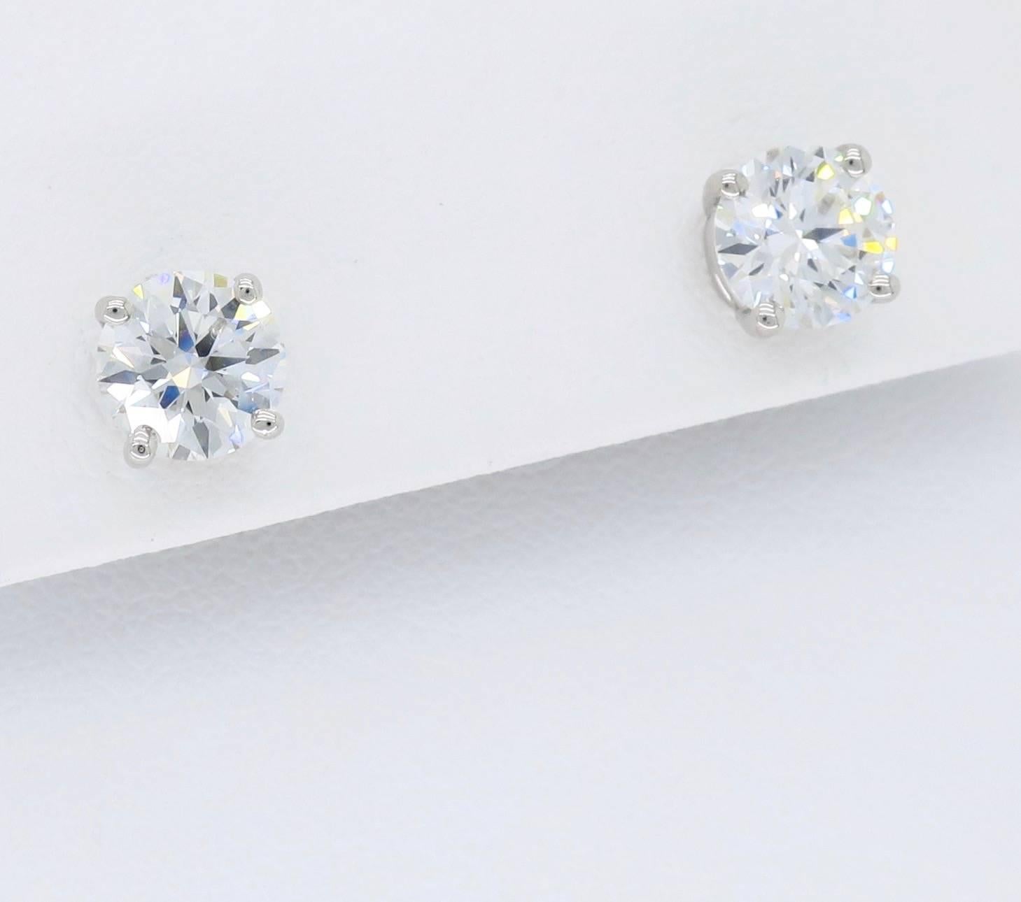 Platinum Tiffany & Co. Diamond Stud Earrings In New Condition In Webster, NY