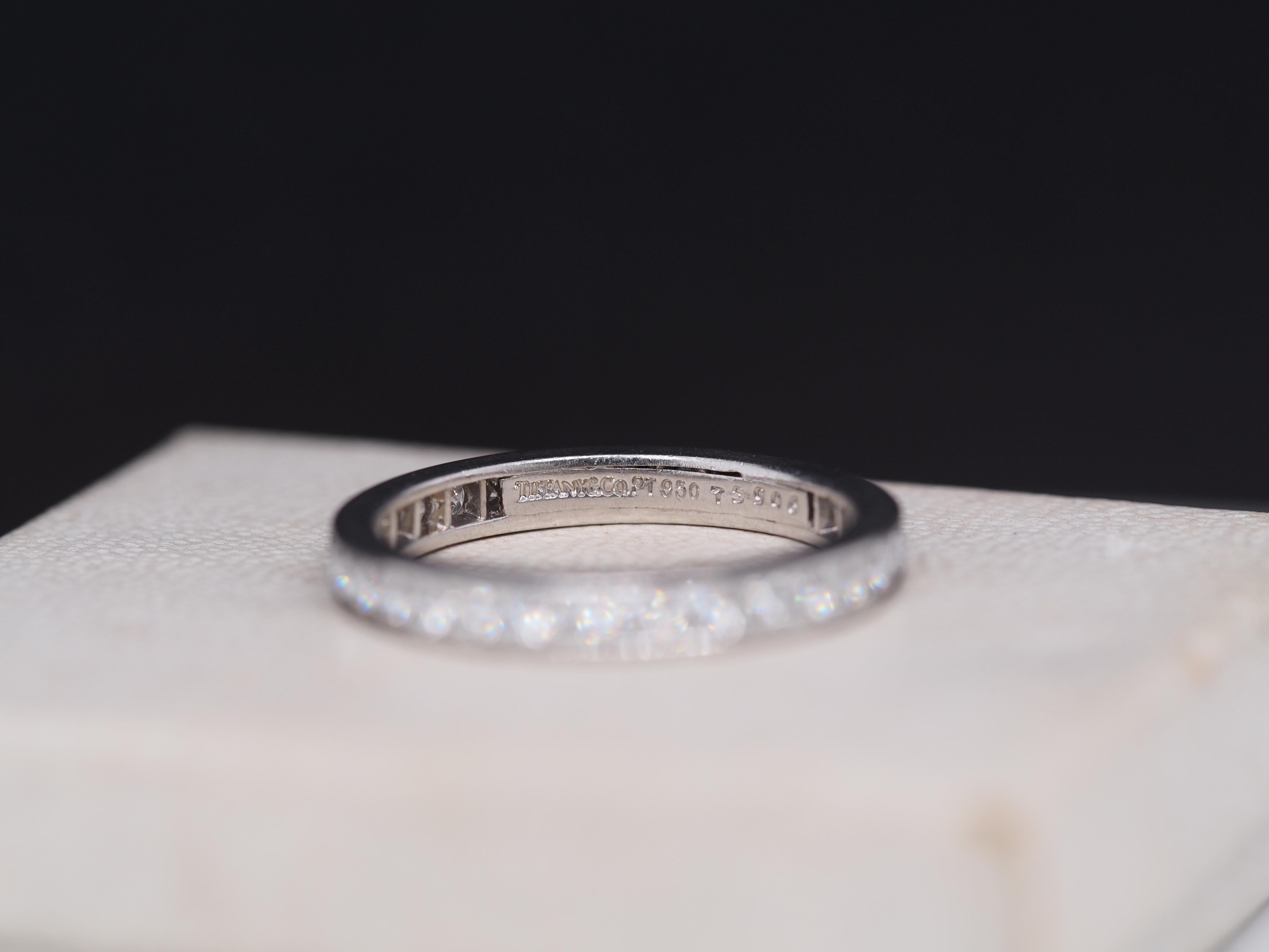 Contemporary Platinum Tiffany and Co Diamond Eternity Band For Sale