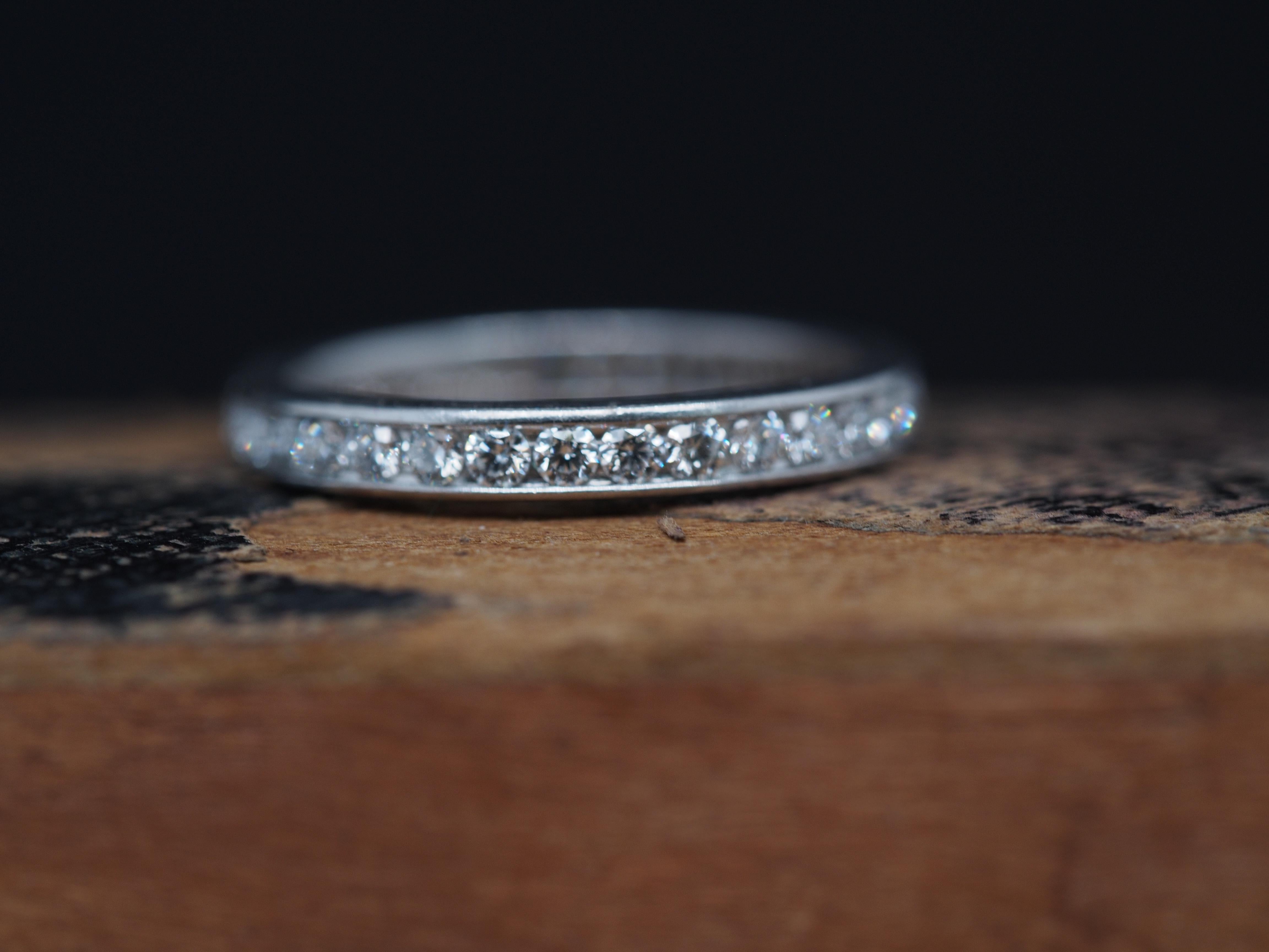 Women's or Men's Platinum Tiffany and Co Diamond Eternity Band For Sale