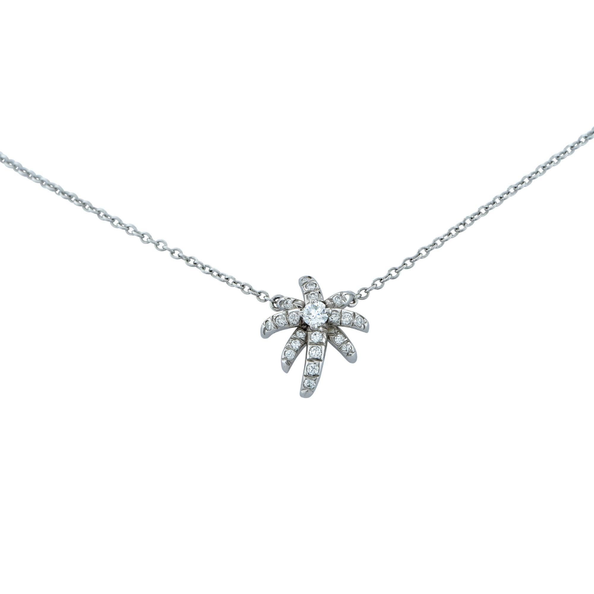 Platinum Tiffany And Co. Fireworks Diamond Necklace. 

Size: 16