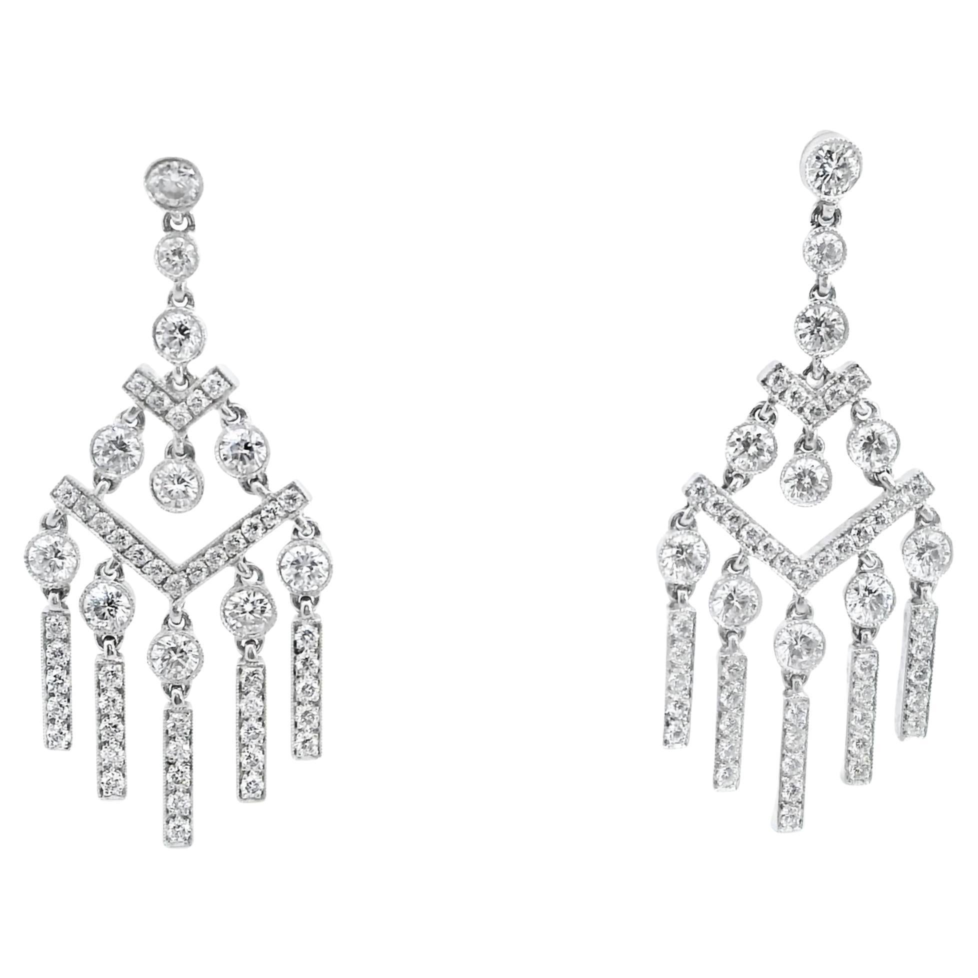 Boucles d'oreilles en platine Tiffany & Co Contemporary Dangle Diamond Jazz"". en vente