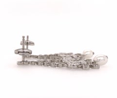 Platinum Tiffany & Co. Diamond and Pearl Drop Earring