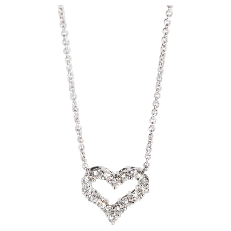 Platinum Tiffany and Co. Diamond Mini Open Heart Pendant 0.25 CTW For Sale at 1stDibs