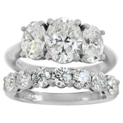 Platinum Tiffany & Co. diamond ring set engagement ring and semi wedding band