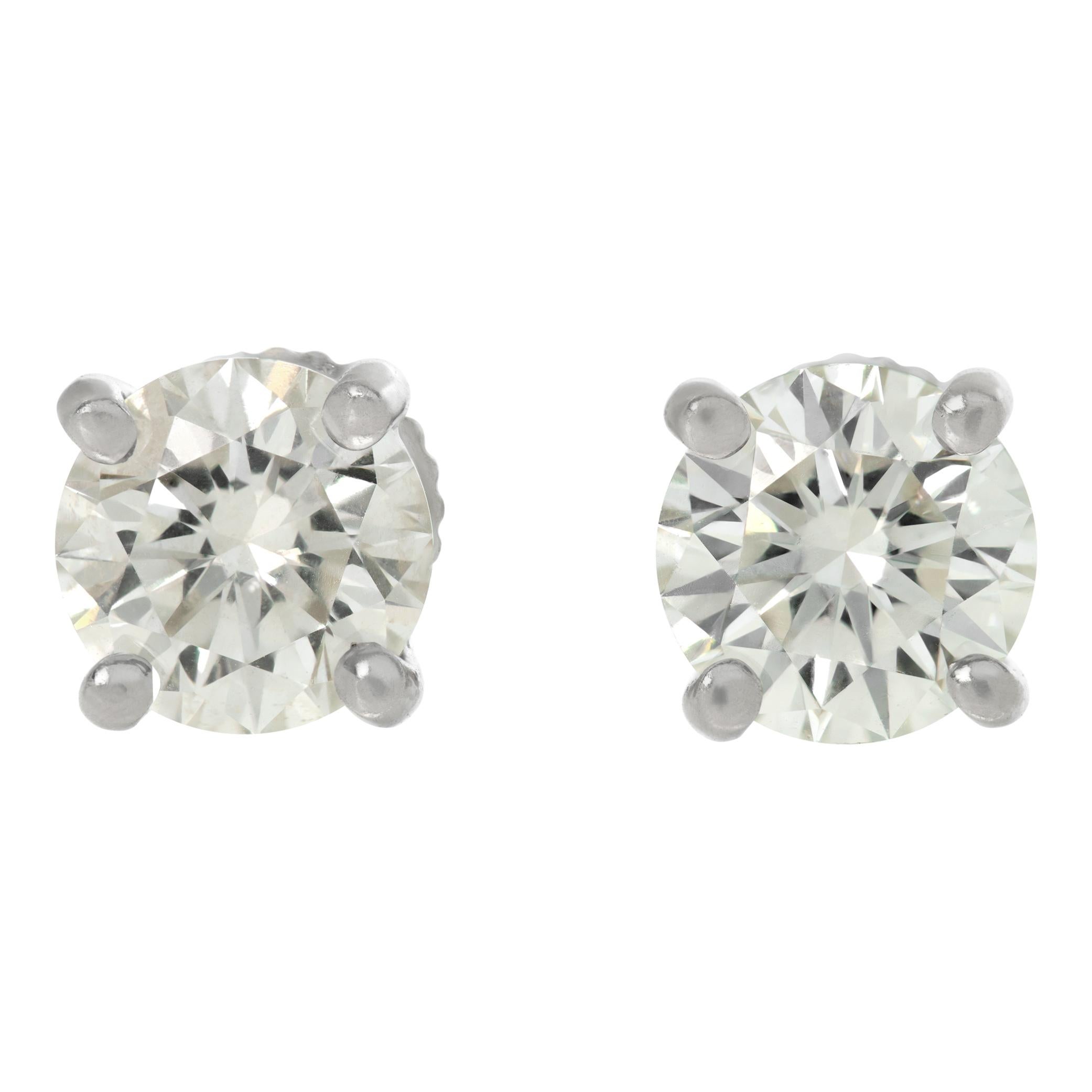 Platinum Tiffany & Co. Diamond stud earrings For Sale