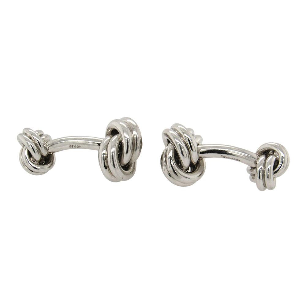 Platinum Tiffany & Co. Double Knot Barbell Cufflinks In Excellent Condition In New York, NY