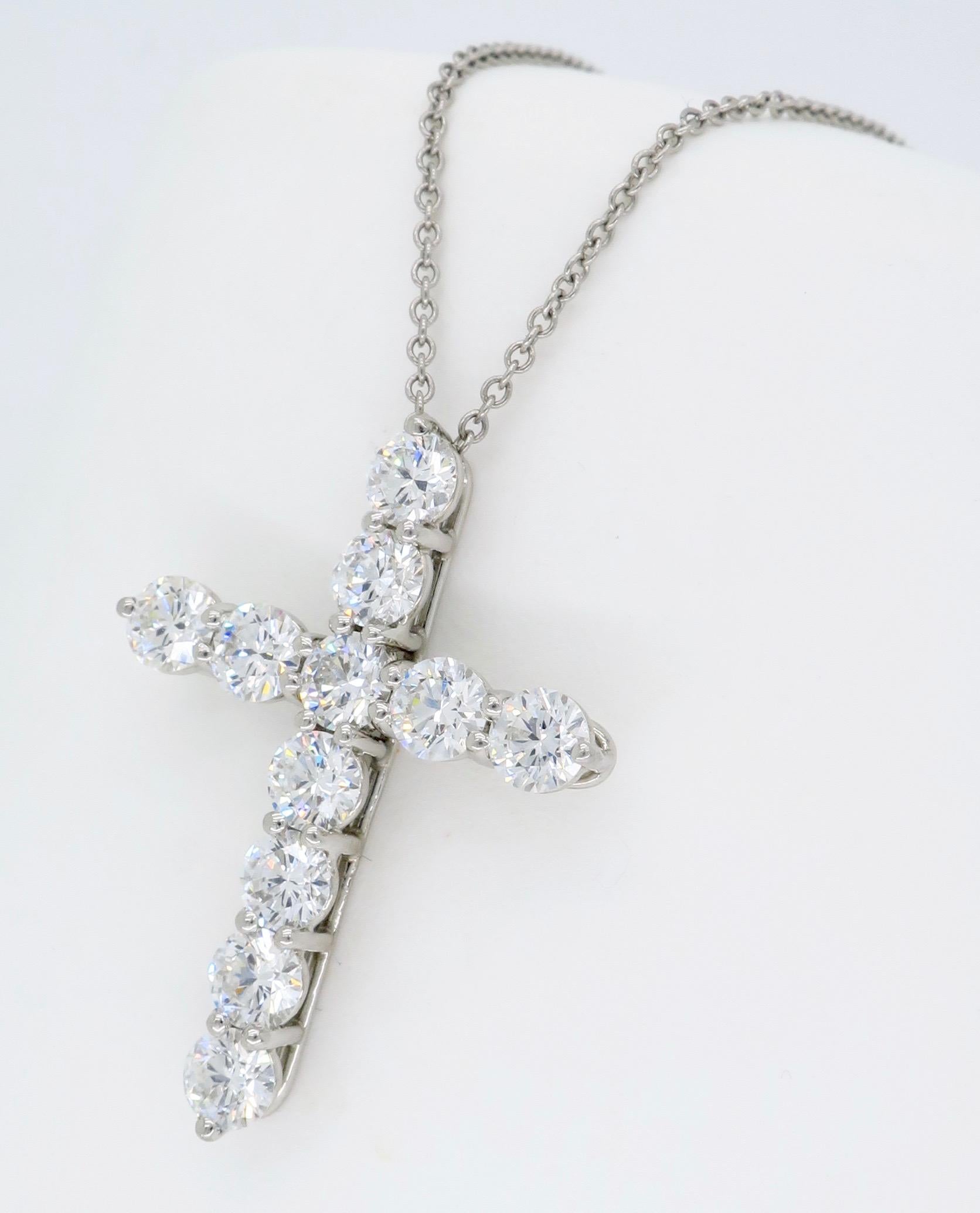 Women's or Men's Platinum Tiffany & Co. Large Diamond Cross Pendant