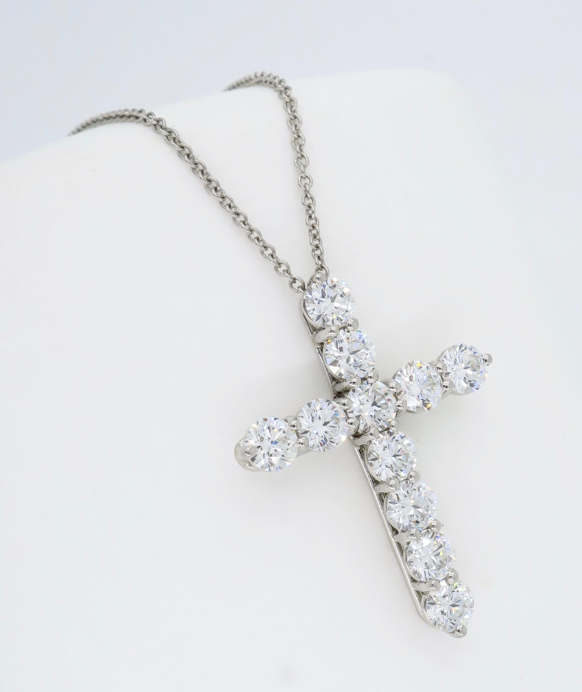 Platinum Tiffany & Co. Large Diamond Cross Pendant 1