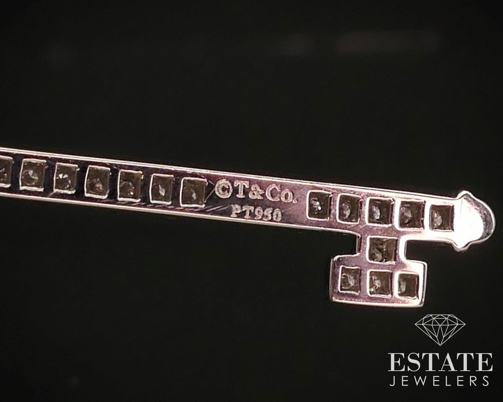 Platinum Tiffany & Co. Natural .59ctw Diamond Grace Key Pendant Necklace i15018 For Sale 1