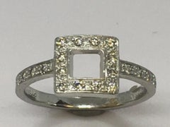 Platinum Tiffany & Co. Platinum Diamond Open Square Ring Size 4 Sizable