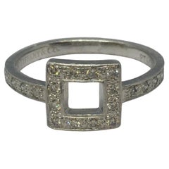 Platinum Tiffany & Co. Platinum Diamond Open Square Ring Size 4 Sizable