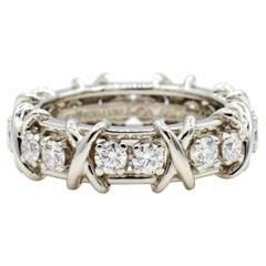 Platino Tiffany & Co. Anillo Eternidad Schlumberger X Dieciséis Piedras, Tamaño 5,5