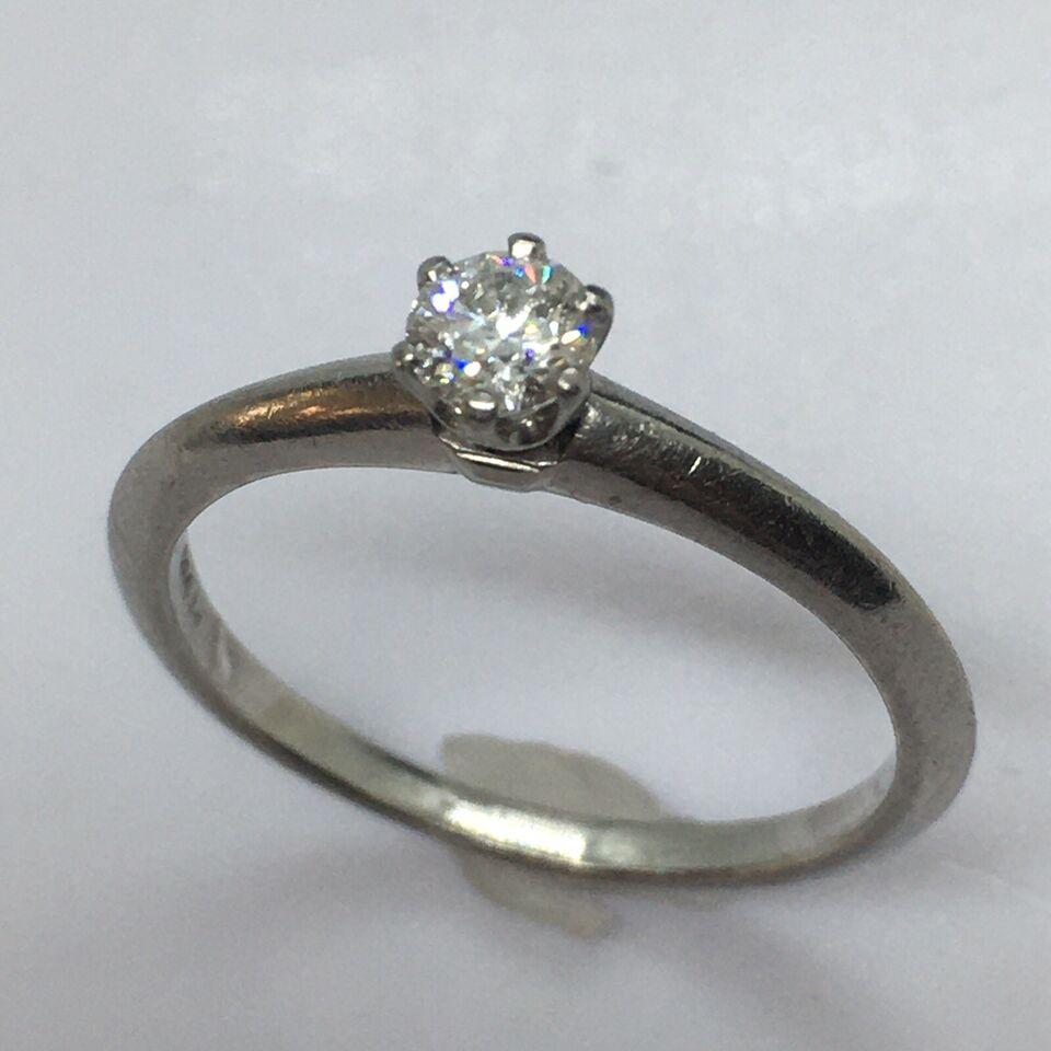 Round Cut Platinum Tiffany & Company Round Diamond Solitaire Engagement Ring Size 6.5 For Sale