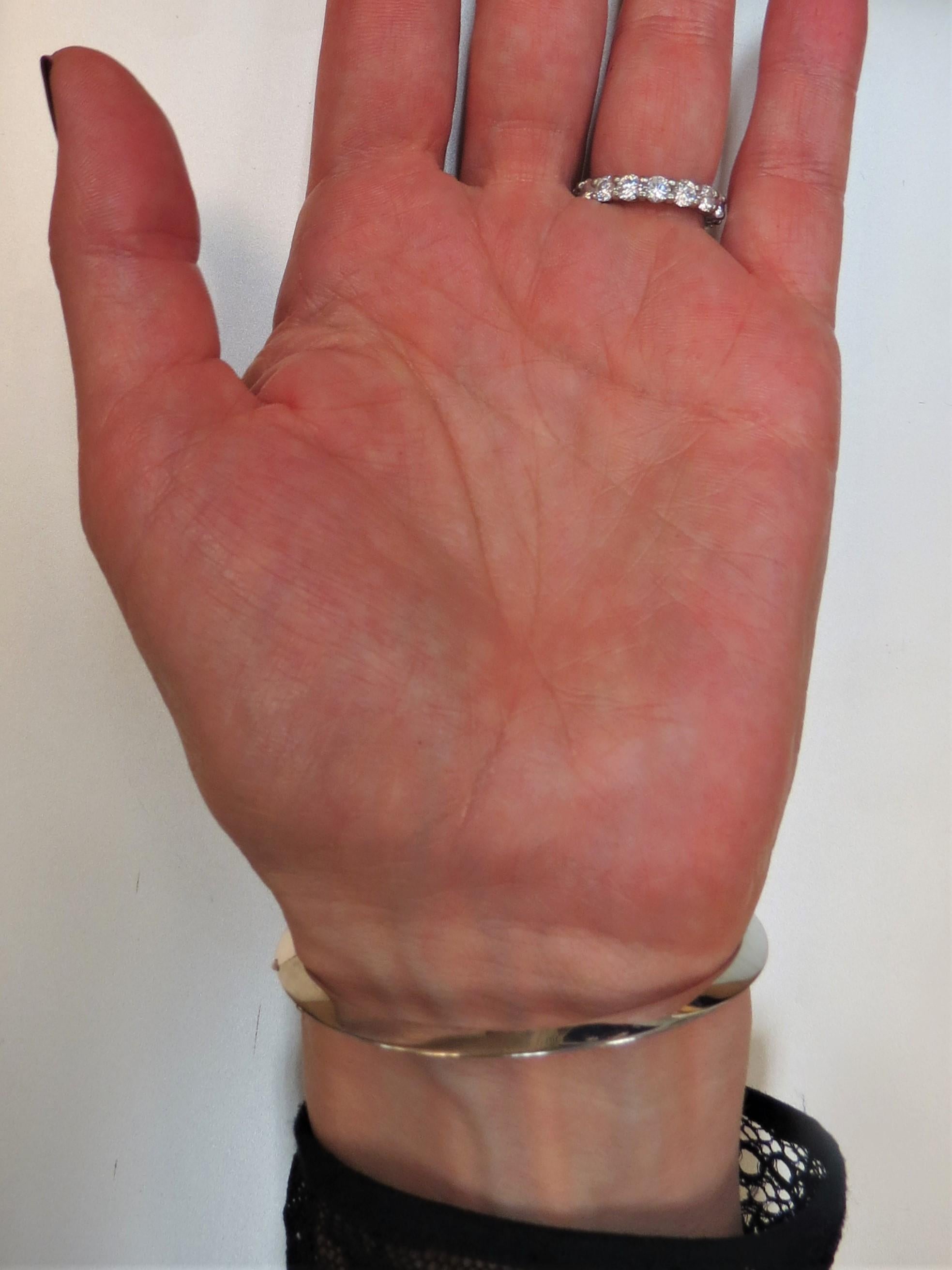 Round Cut Platinum Tiffany & Co. Diamond Hinged Bangle Bracelet with Safety Chain