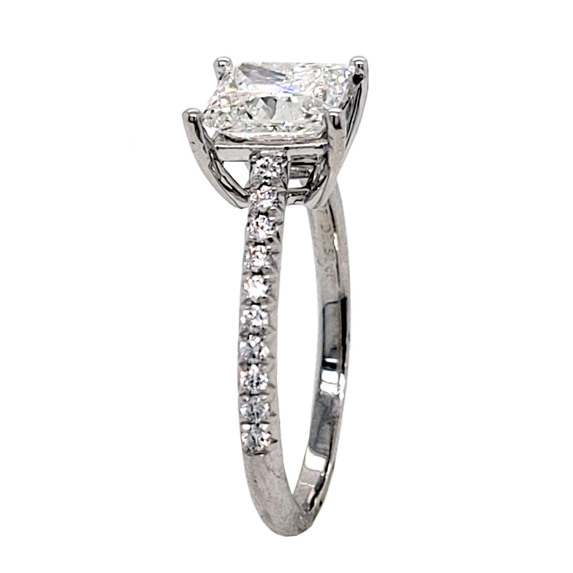 Contemporary Platinum Tiffany Nuvo Bridal set with 1.51 Ct Princess Ct Diamond Center For Sale