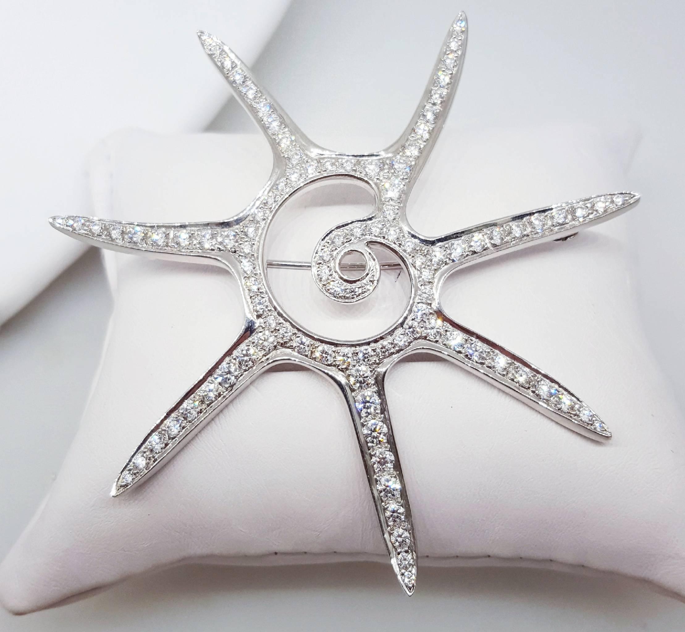 Women's Platinum Tiffany Star Brooch For Sale