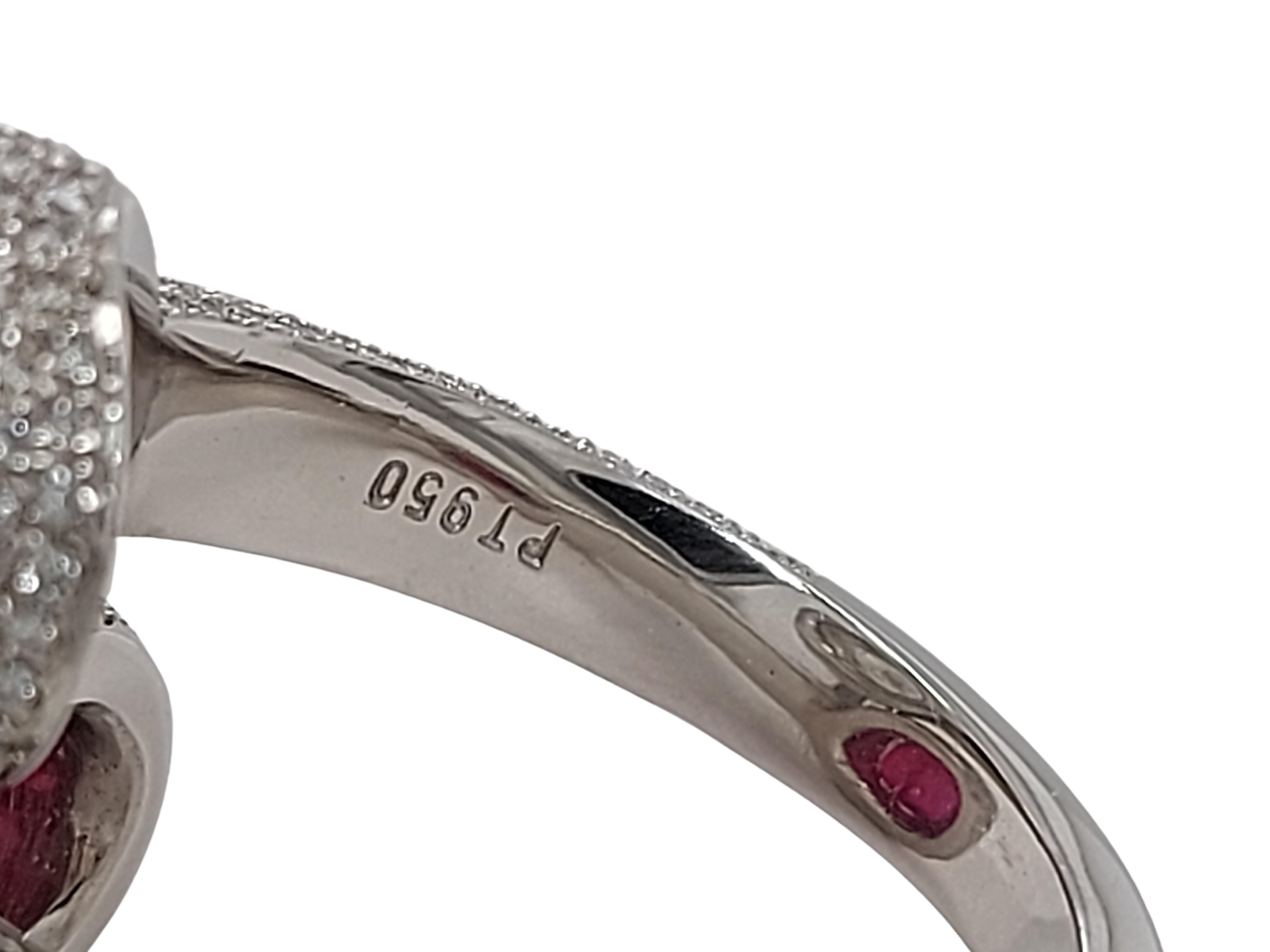 Artisan Platinum Toi & Moi Ring with 2.4 Ct Ruby and 1.55ct Diamond For Sale