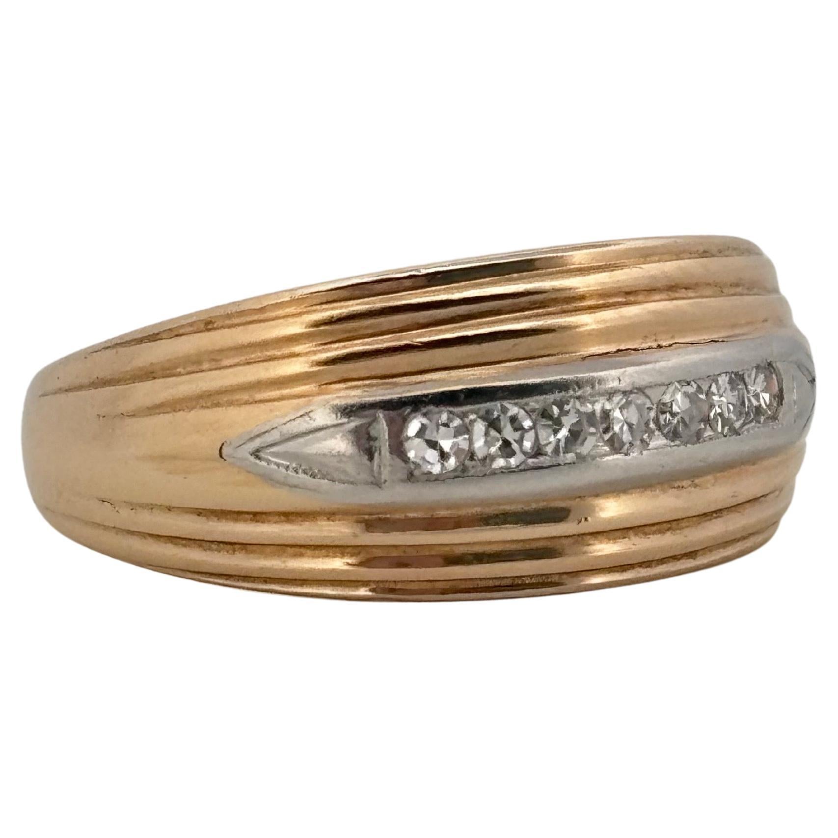 Rétro Anello nuziale in platino con diamante da 0,25 carati in oro giallo 14K in vendita