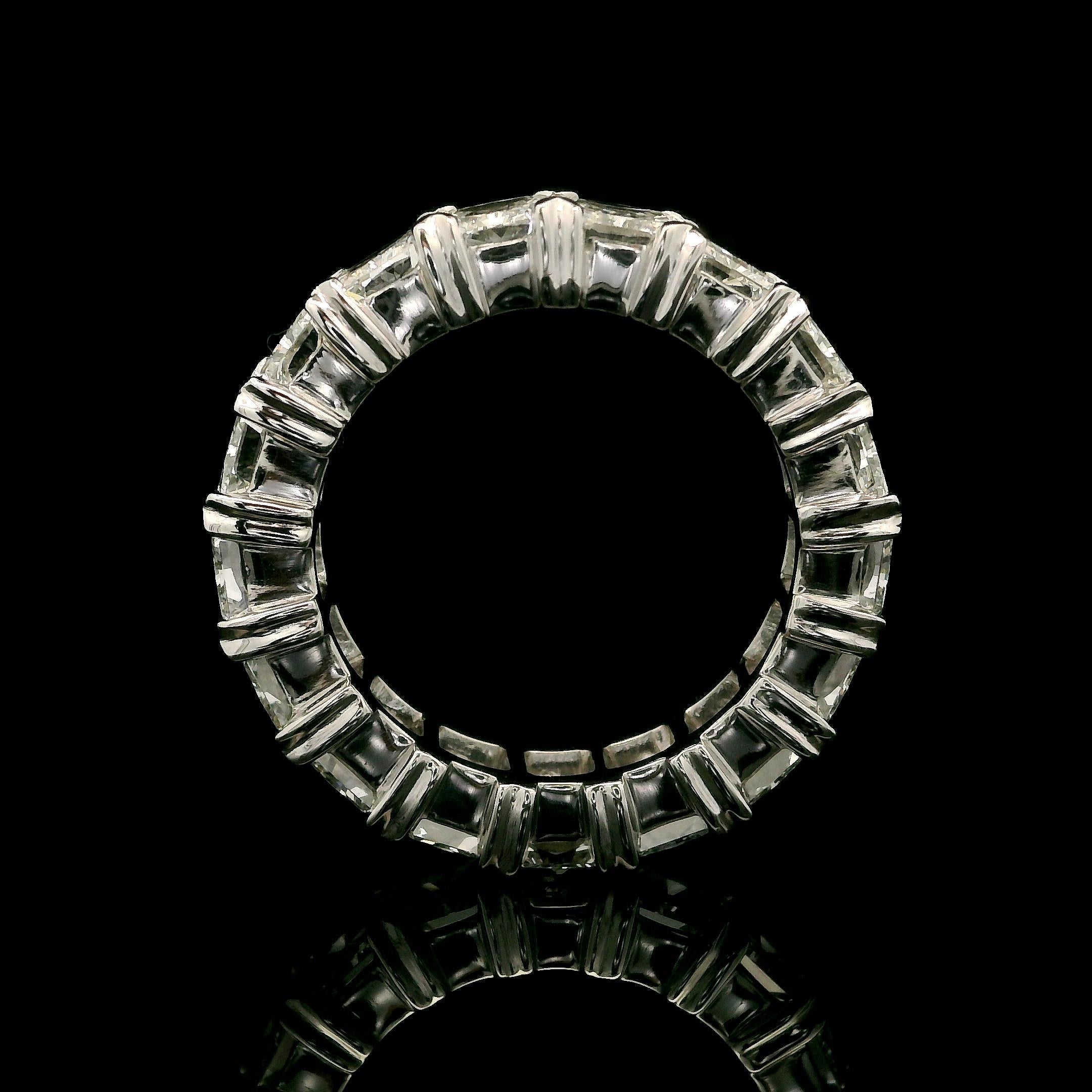 Women's Platinum Top Quality 6.12ctw Radiant Cut Large VVS E Diamond Eternity Band Ring