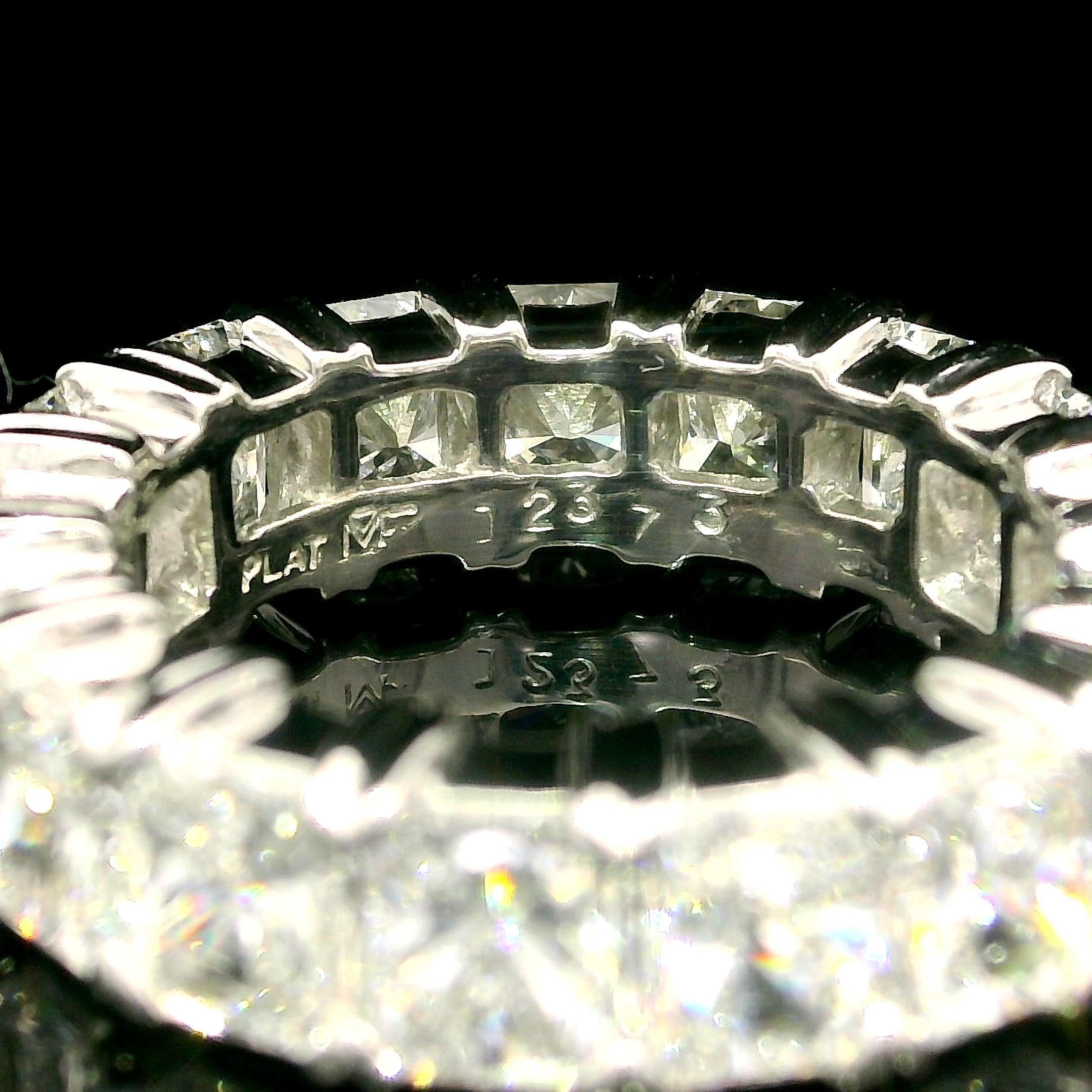 Platinum Top Quality 6.12ctw Radiant Cut Large VVS E Diamond Eternity Band Ring 1
