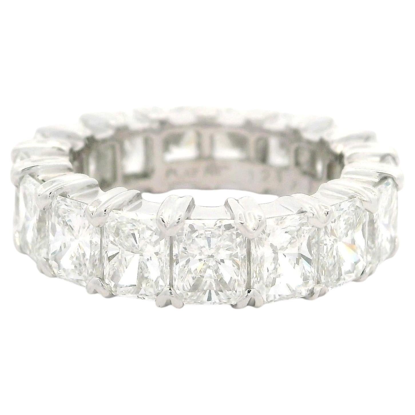 Platin Top Qualität 6,12ctw Radiant Cut Groß VVS2 F Diamant Eternity Band Ring