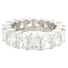 Platinum Top Quality 6.12ctw Radiant Cut Large VVS2 F Diamond Eternity Band Ring
