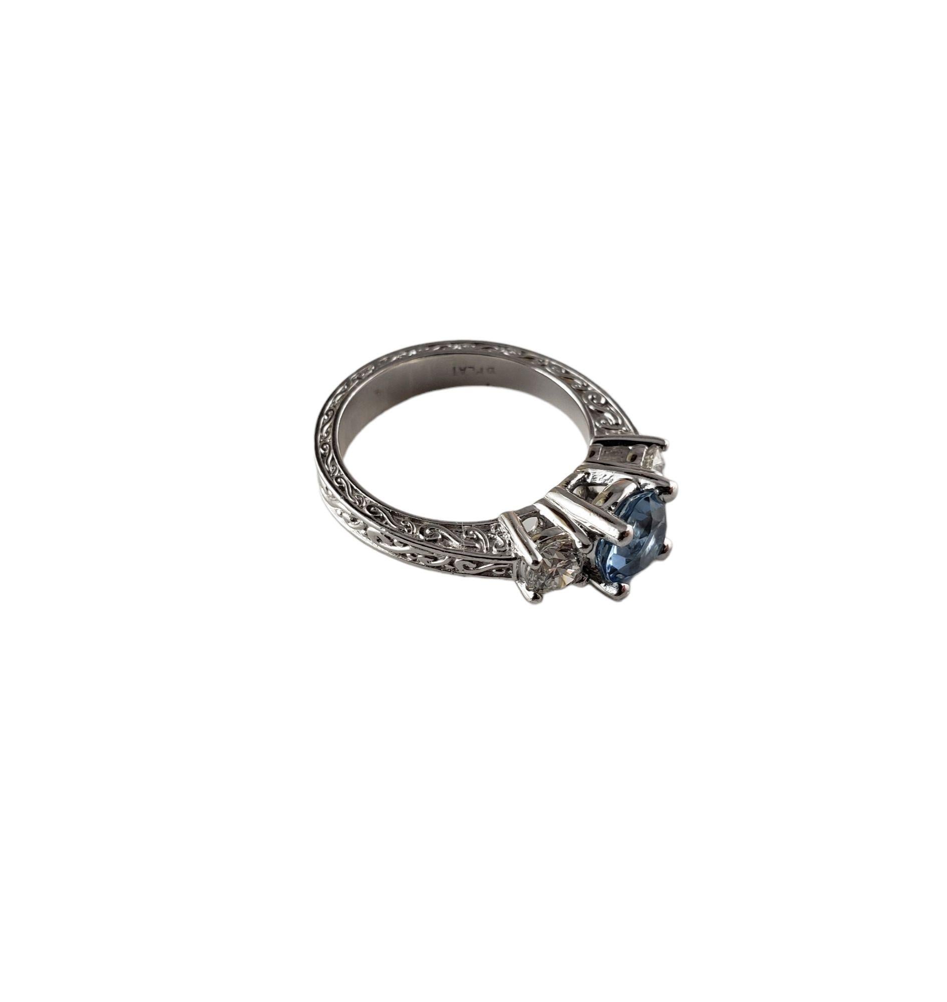 Round Cut Platinum Topaz and Diamond Ring 5.5 #14883 For Sale