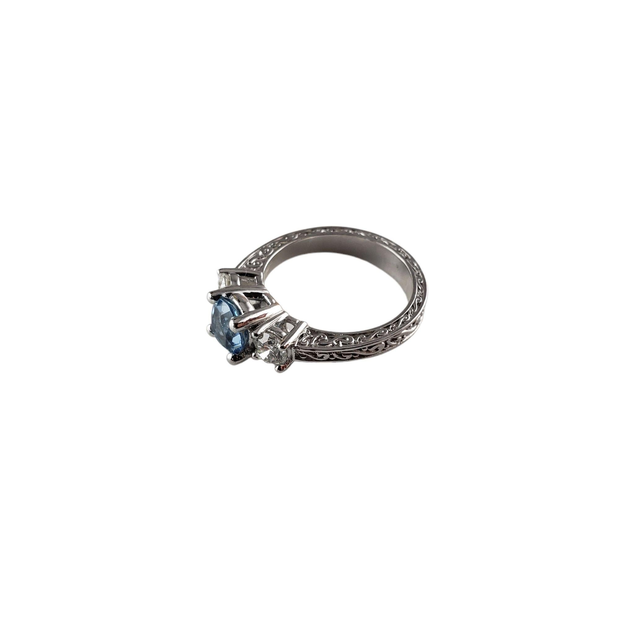Platinum Topaz and Diamond Ring 5.5 #14883 In Good Condition For Sale In Washington Depot, CT
