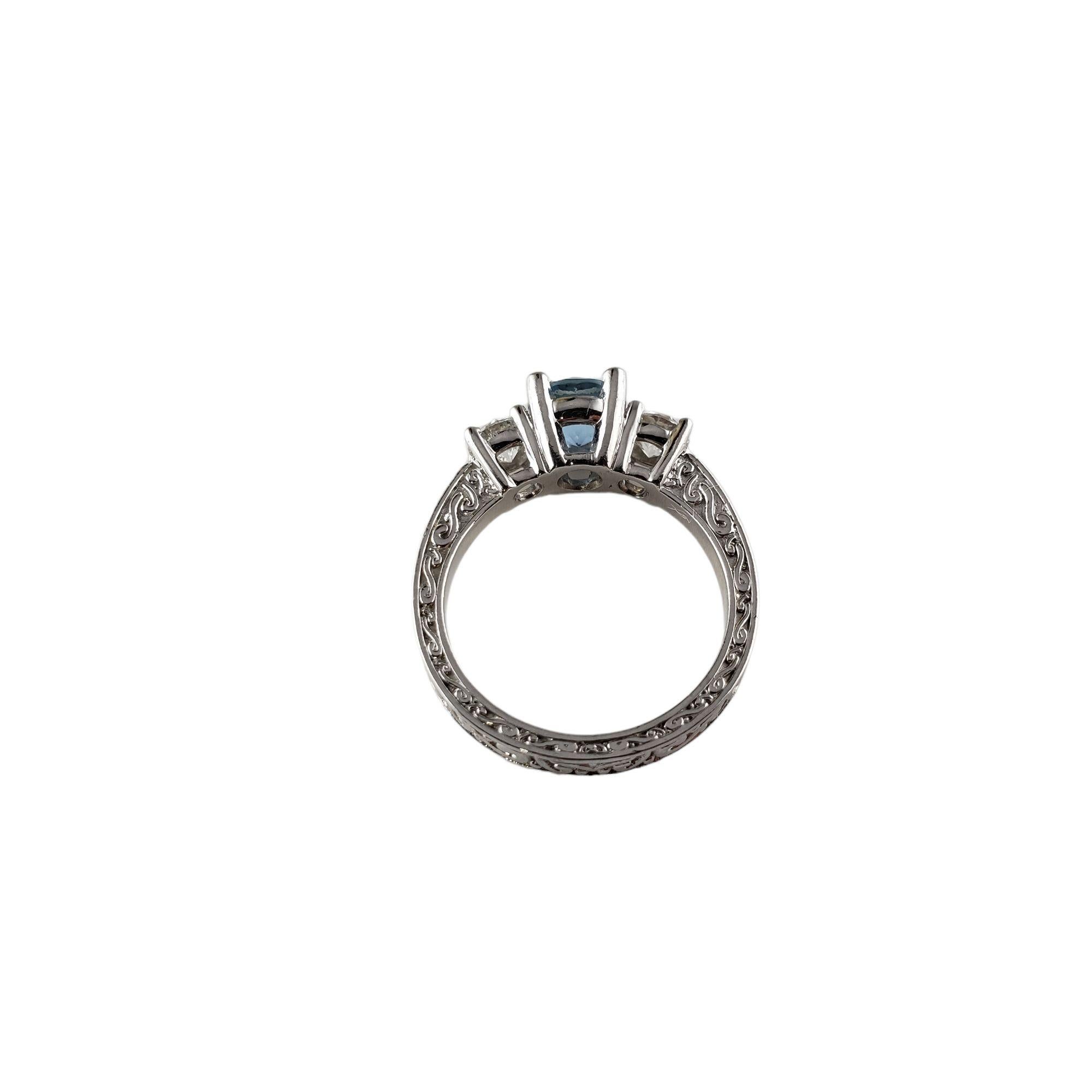 Women's Platinum Topaz and Diamond Ring 5.5 #14883 For Sale