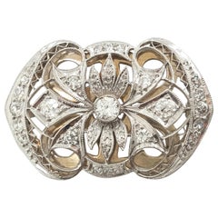 Platinum Topped 14 Karat White Gold and Diamond Brooch, circa 1930s