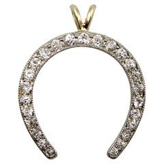 Platinum-Topped Gold-Backed Edwardian Diamond Horseshoe Pendant