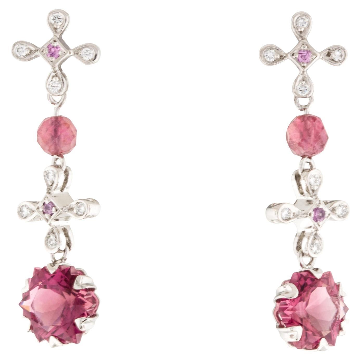 Platinum Tourmaline and Diamond Drop Earrings