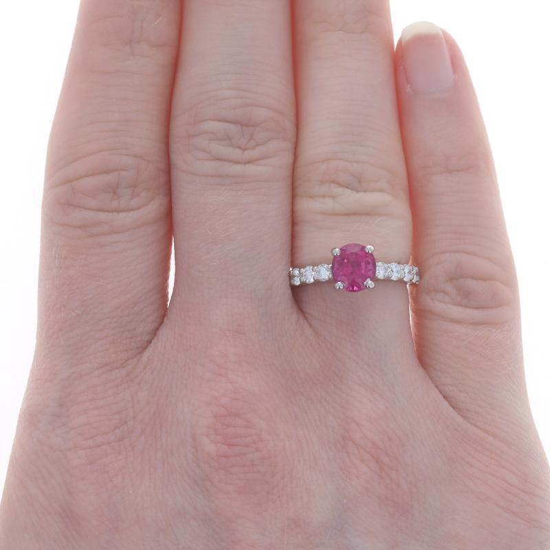 Oval Cut Platinum Tourmaline & Diamond Engagement Ring - Oval 1.89ctw Pink For Sale