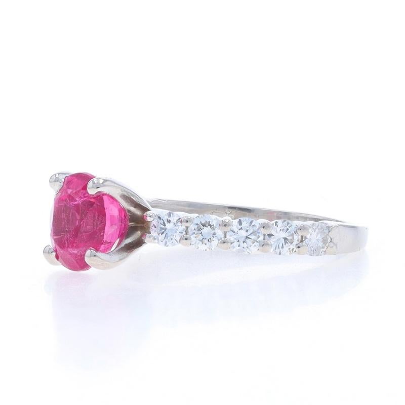 Platinum Tourmaline & Diamond Engagement Ring - Oval 1.89ctw Pink In Good Condition For Sale In Greensboro, NC