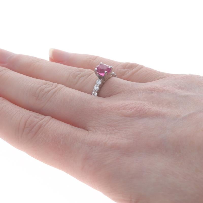 Women's or Men's Platinum Tourmaline & Diamond Engagement Ring - Oval 1.89ctw Pink For Sale