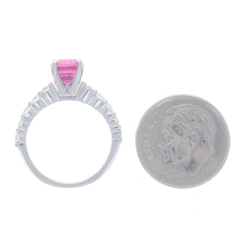 Platinum Tourmaline & Diamond Engagement Ring - Oval 1.89ctw Pink For Sale 1