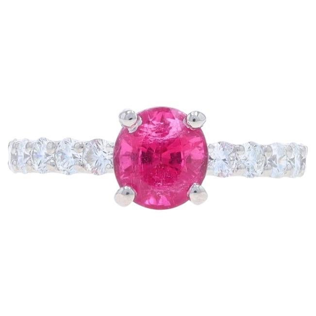 Platin Turmalin & Diamant Verlobungsring - Oval 1,89ctw Rosa