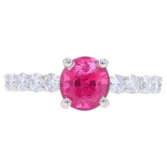 Anillo de compromiso de platino con turmalina y diamante - Oval de 1,89 ctw rosa