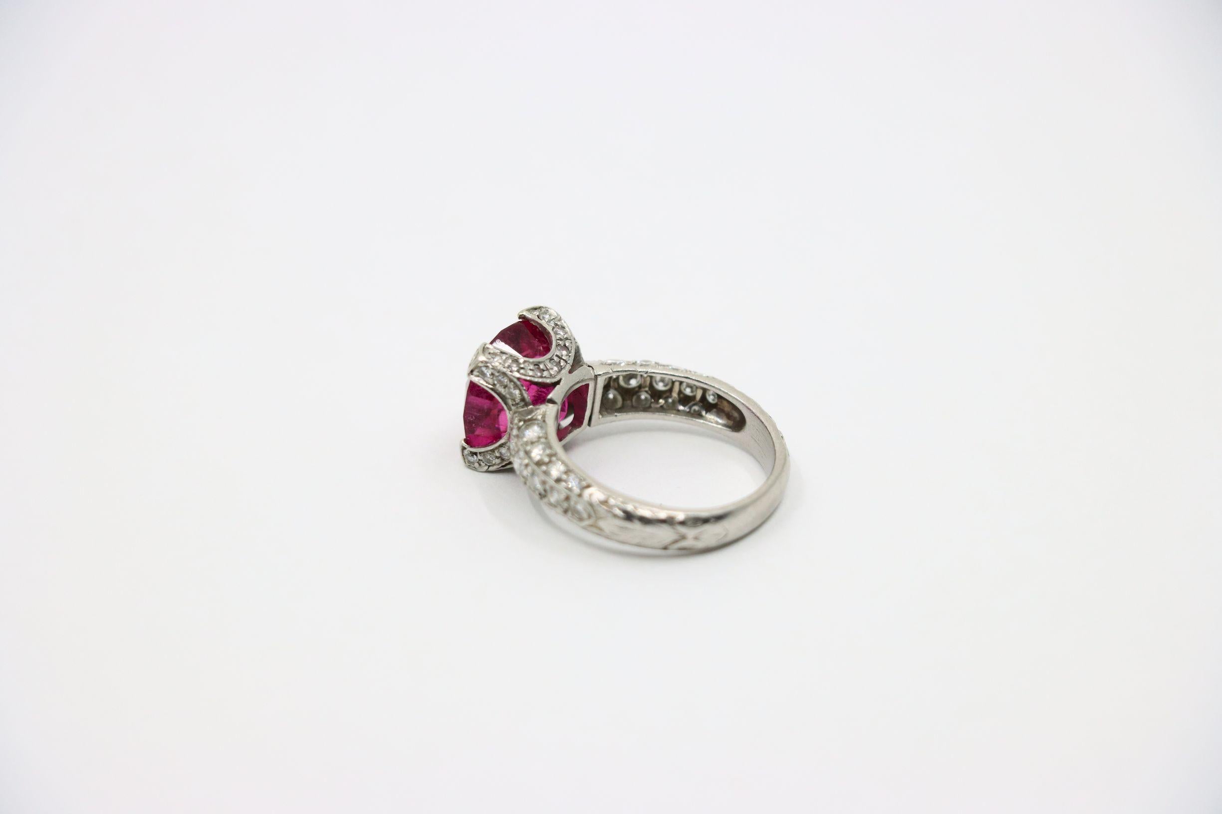 Platinum Tourmaline Diamonds Ring For Sale 5