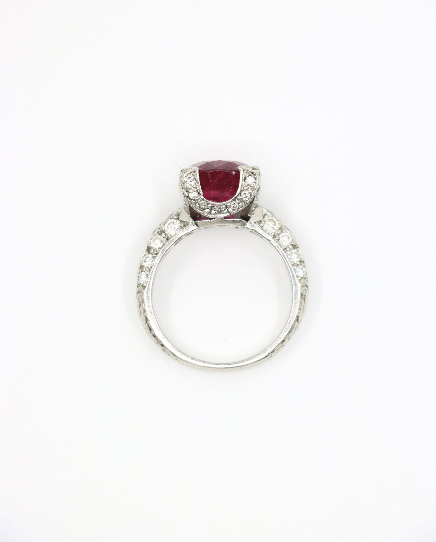 Platinum Tourmaline Diamonds Ring For Sale 7