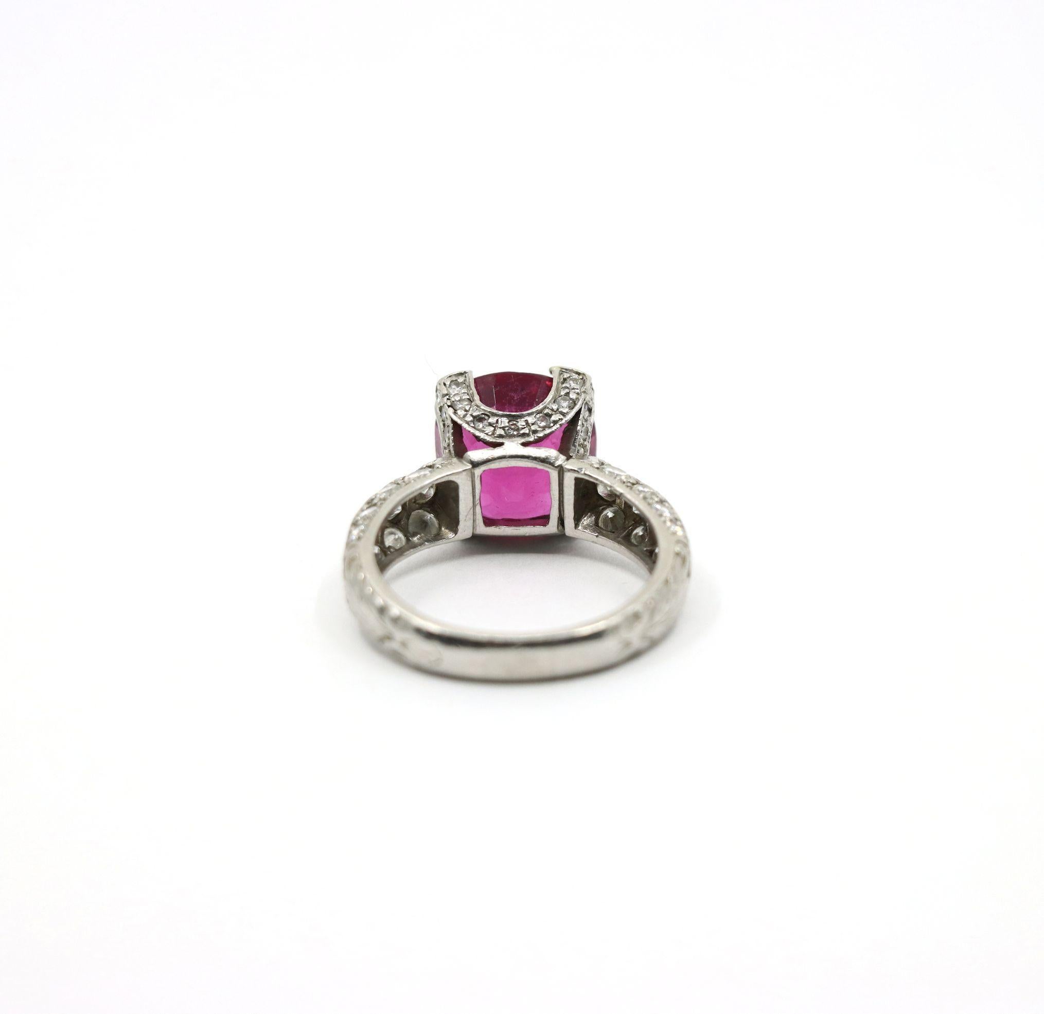 Platinum Tourmaline Diamonds Ring For Sale 8