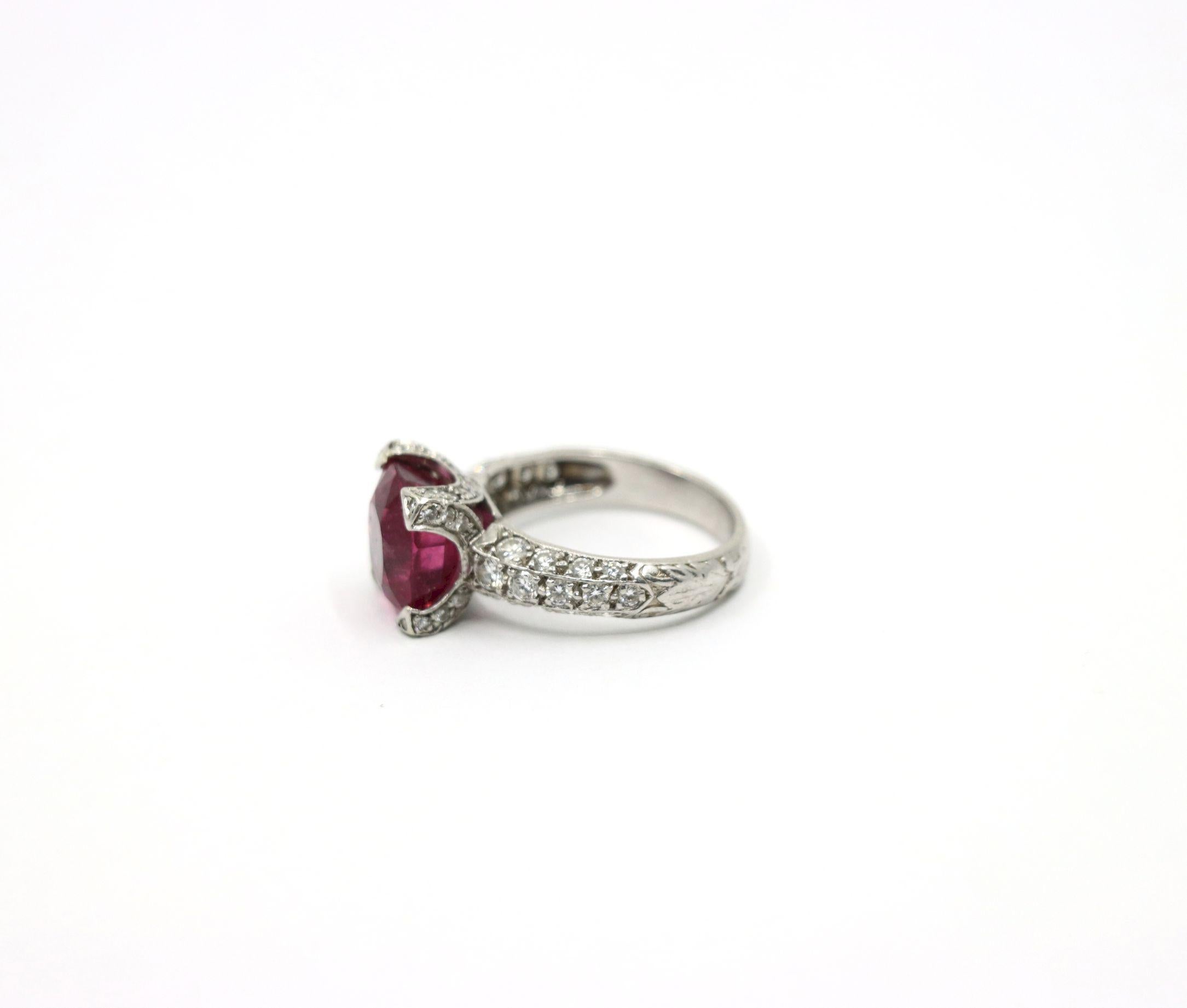 Platinum Tourmaline Diamonds Ring For Sale 9