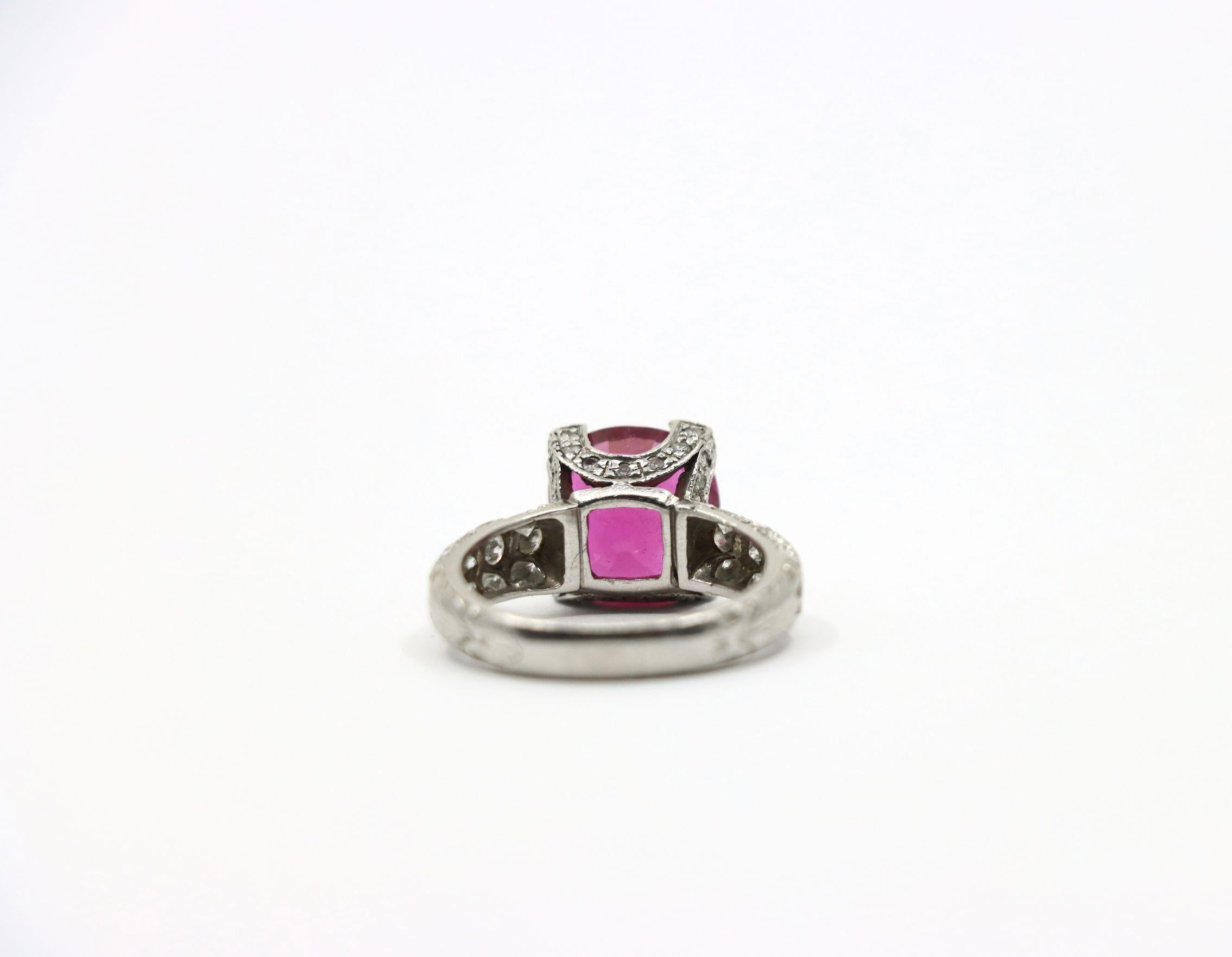 Platinum Tourmaline Diamonds Ring For Sale 10