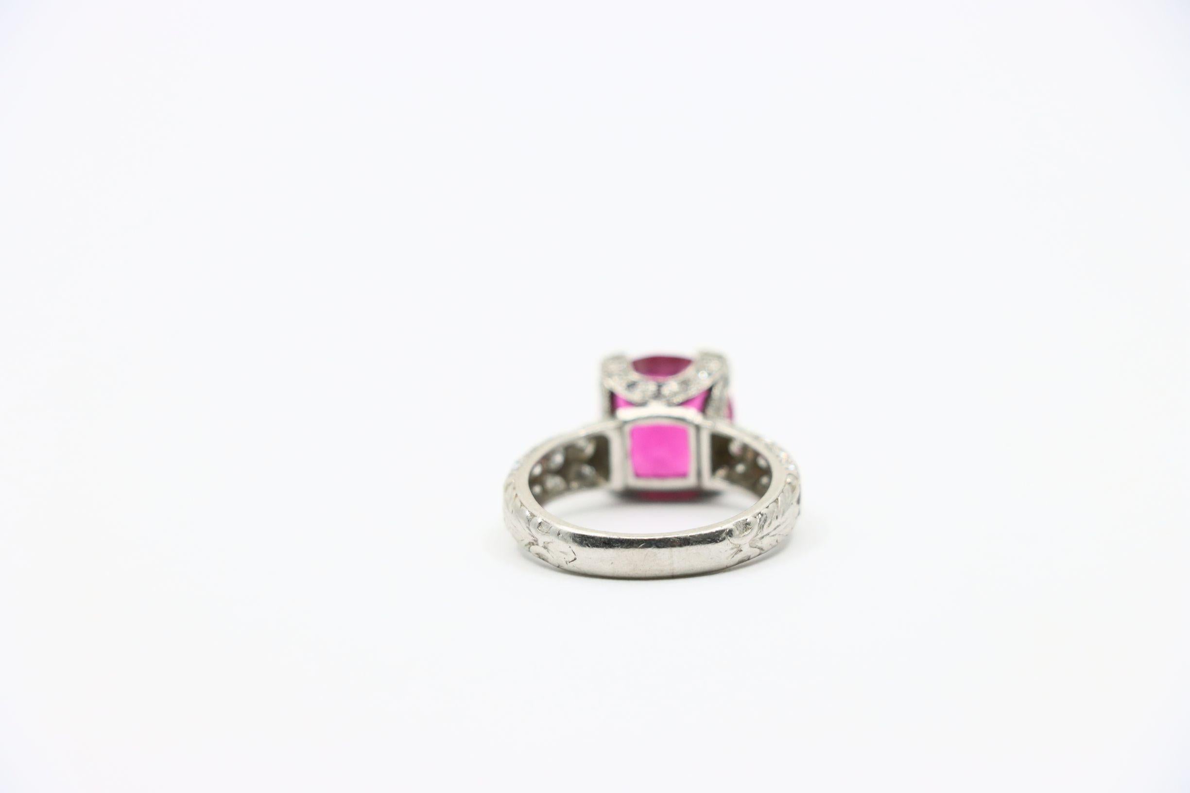 Platinum Tourmaline Diamonds Ring For Sale 11