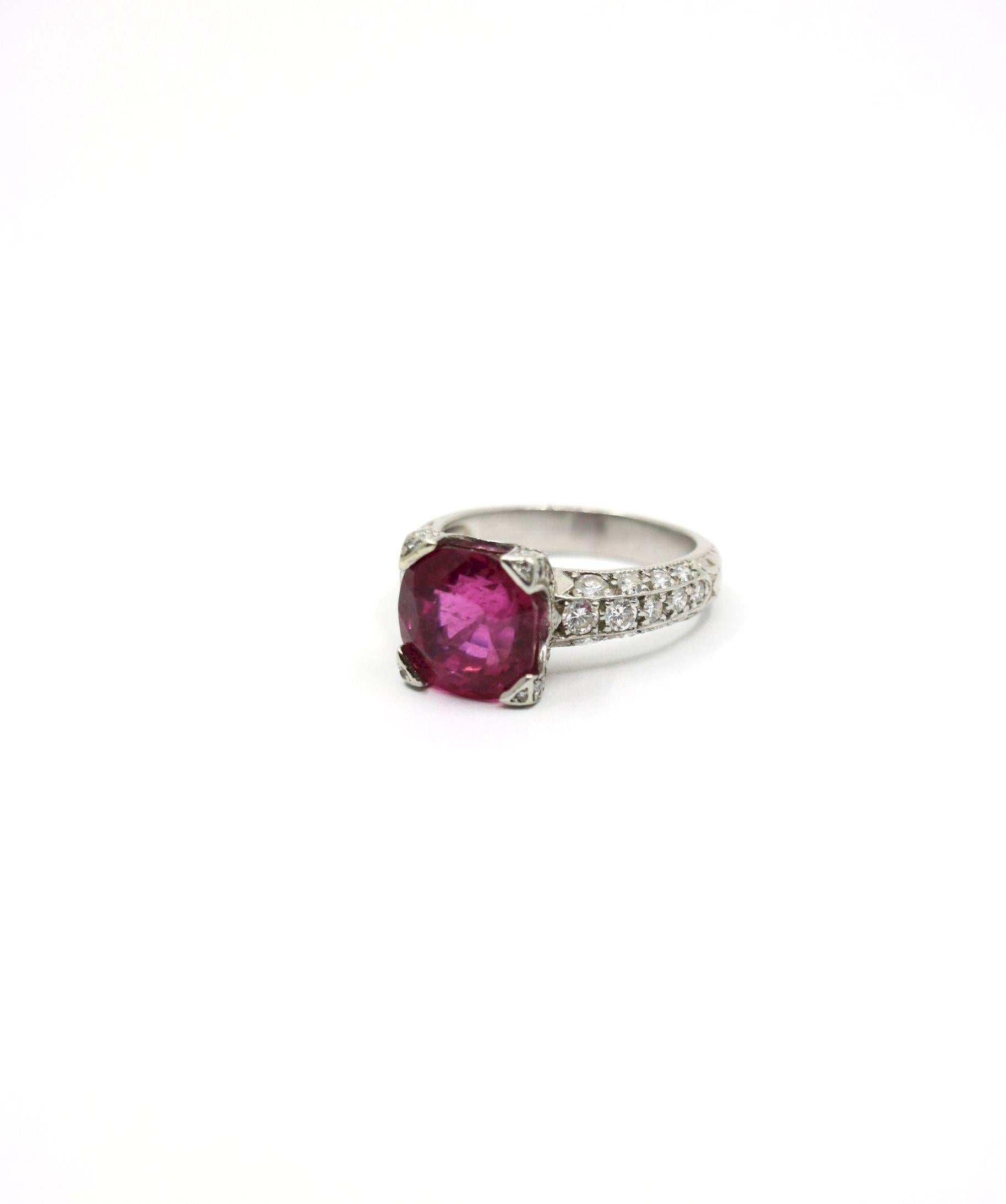 Women's Platinum Tourmaline Diamonds Ring For Sale